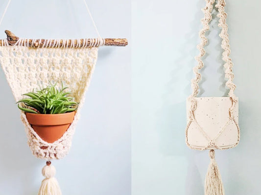 Crochet Pattern: 2 Faux Macrame Planters