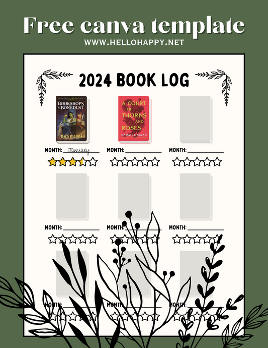 Free Book Log Canva Template