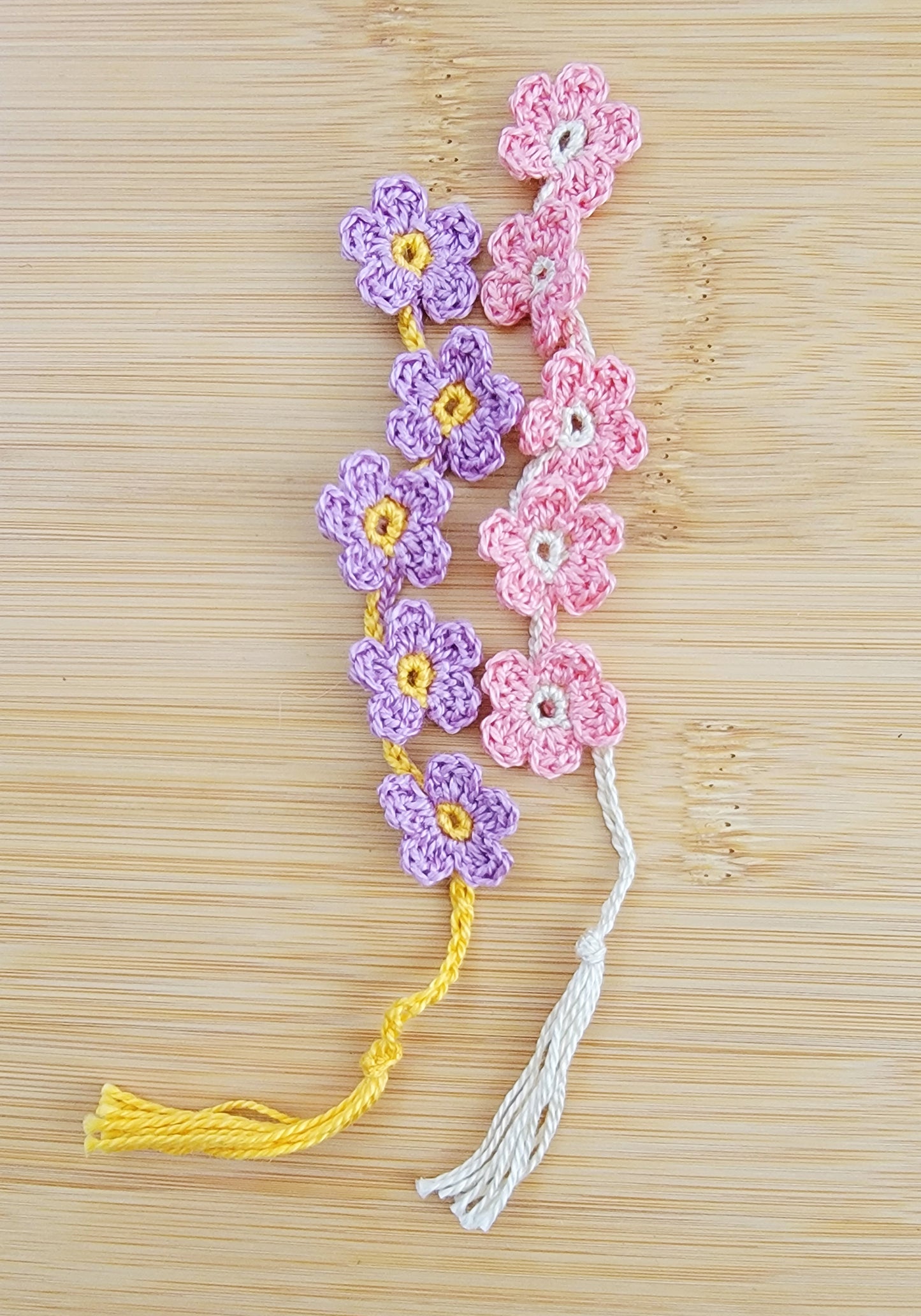 Delicate Flower Bookmarks - Hand crocheted Botanical Bookmark