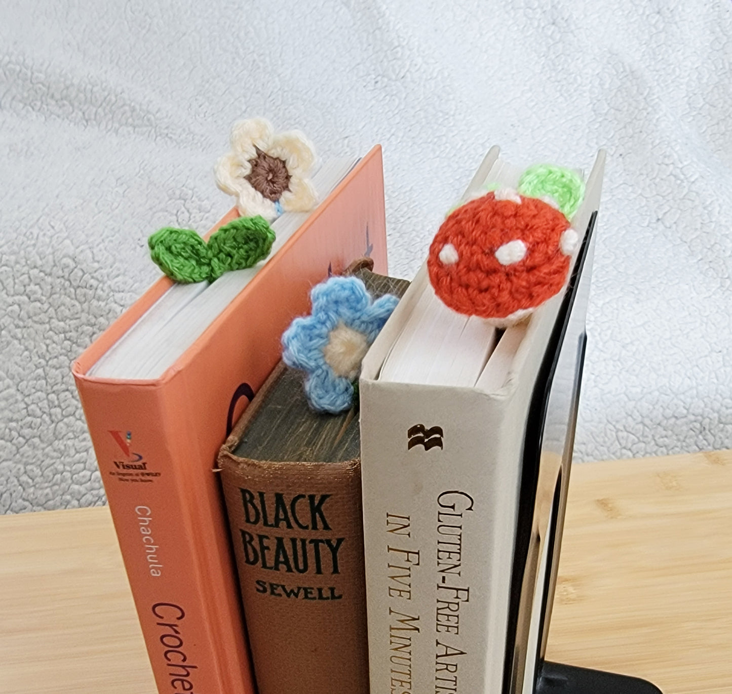 Flower and Sprout Bookmarks - Hand crocheted Botanical Bookmark