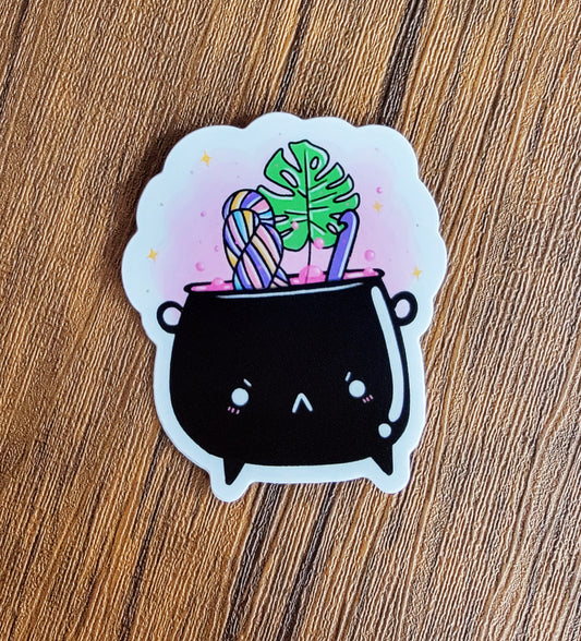 Crochet Witch Cauldron Vinyl Sticker