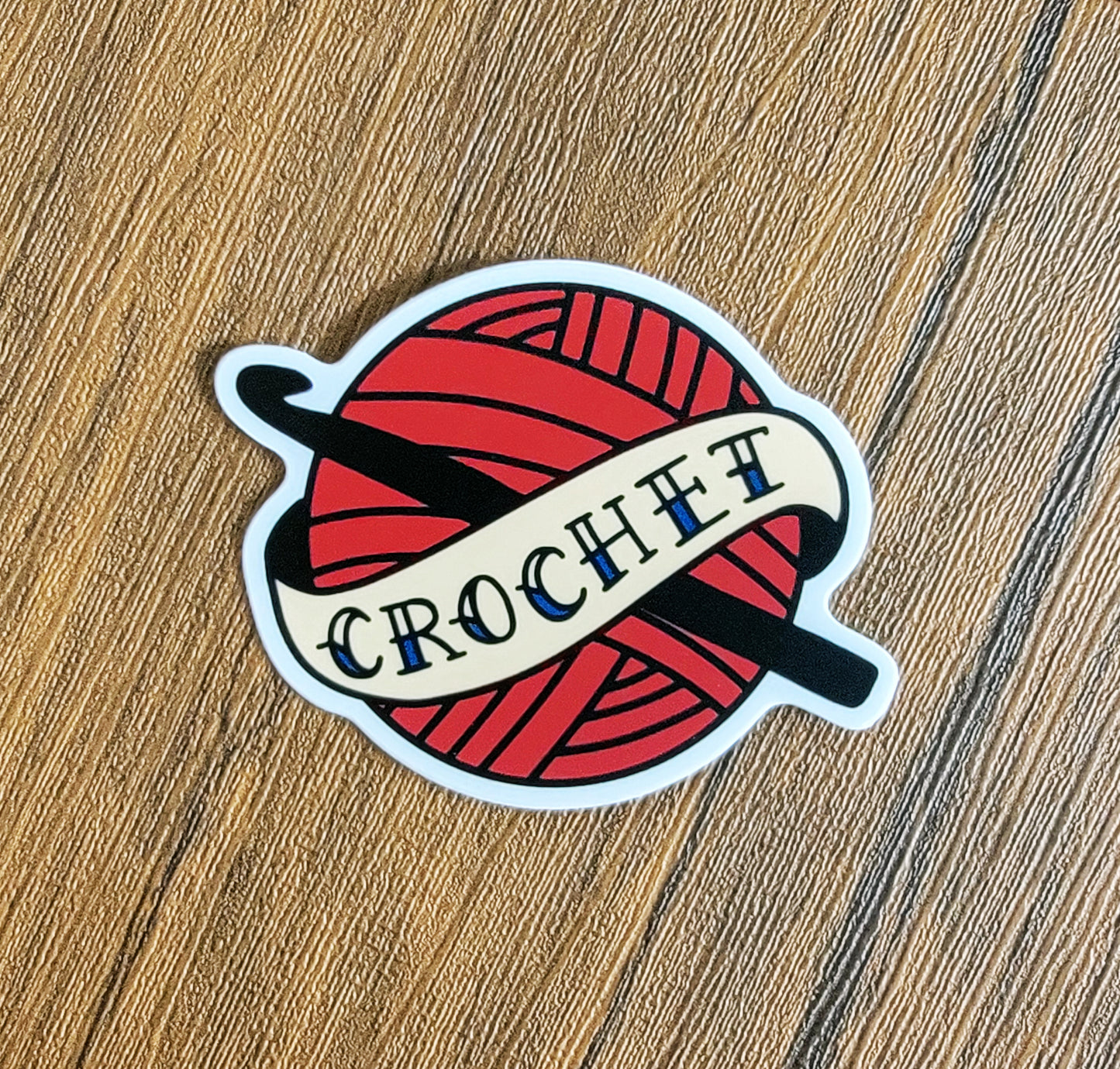 Crochet American Old School Style Vinyl Sticker