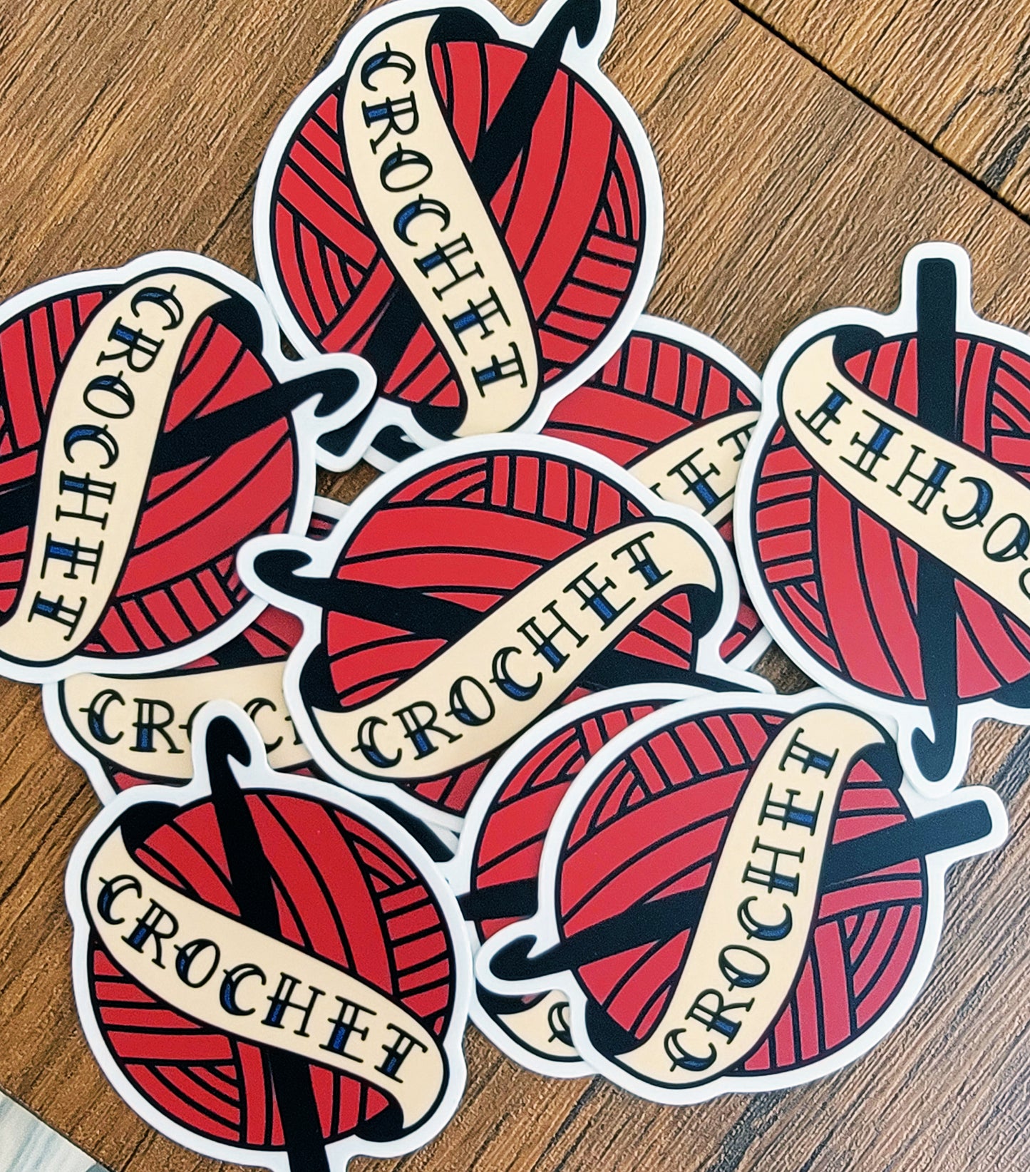 Crochet American Old School Style Vinyl Sticker