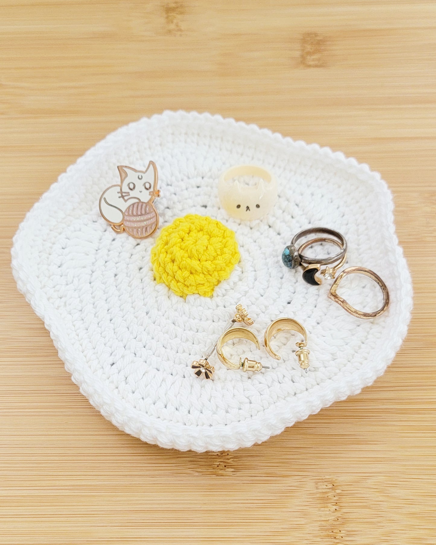 Egg Jewelry Dish - Crochet Trinket Dish - Sample Sale