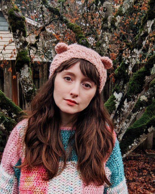 Crochet Pattern: Mossy Bear Beanie Hat