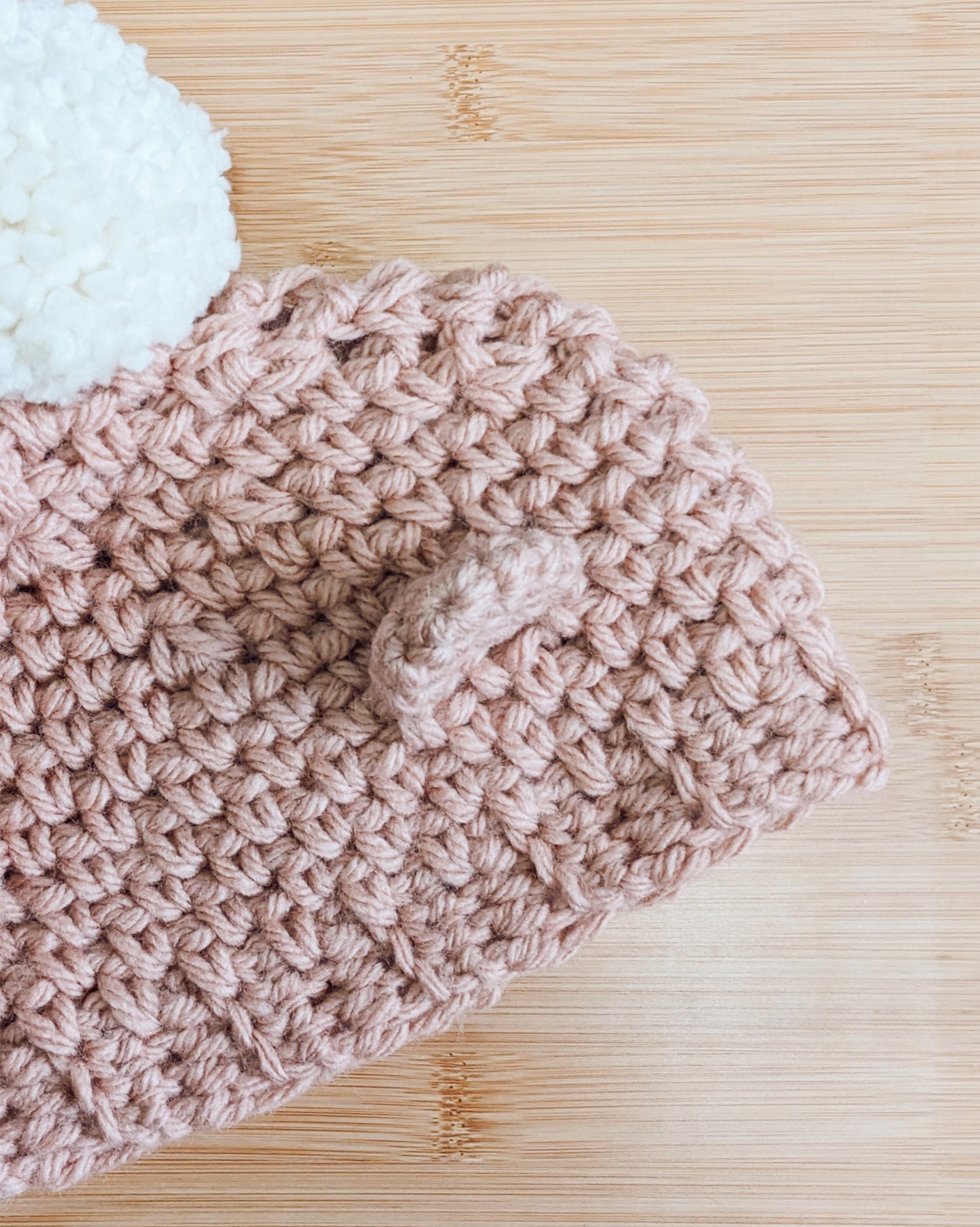 Super Sweet Slouchy Bear Beanie with Pom Pom - Hand crocheted winter wool hat - Sample Sale