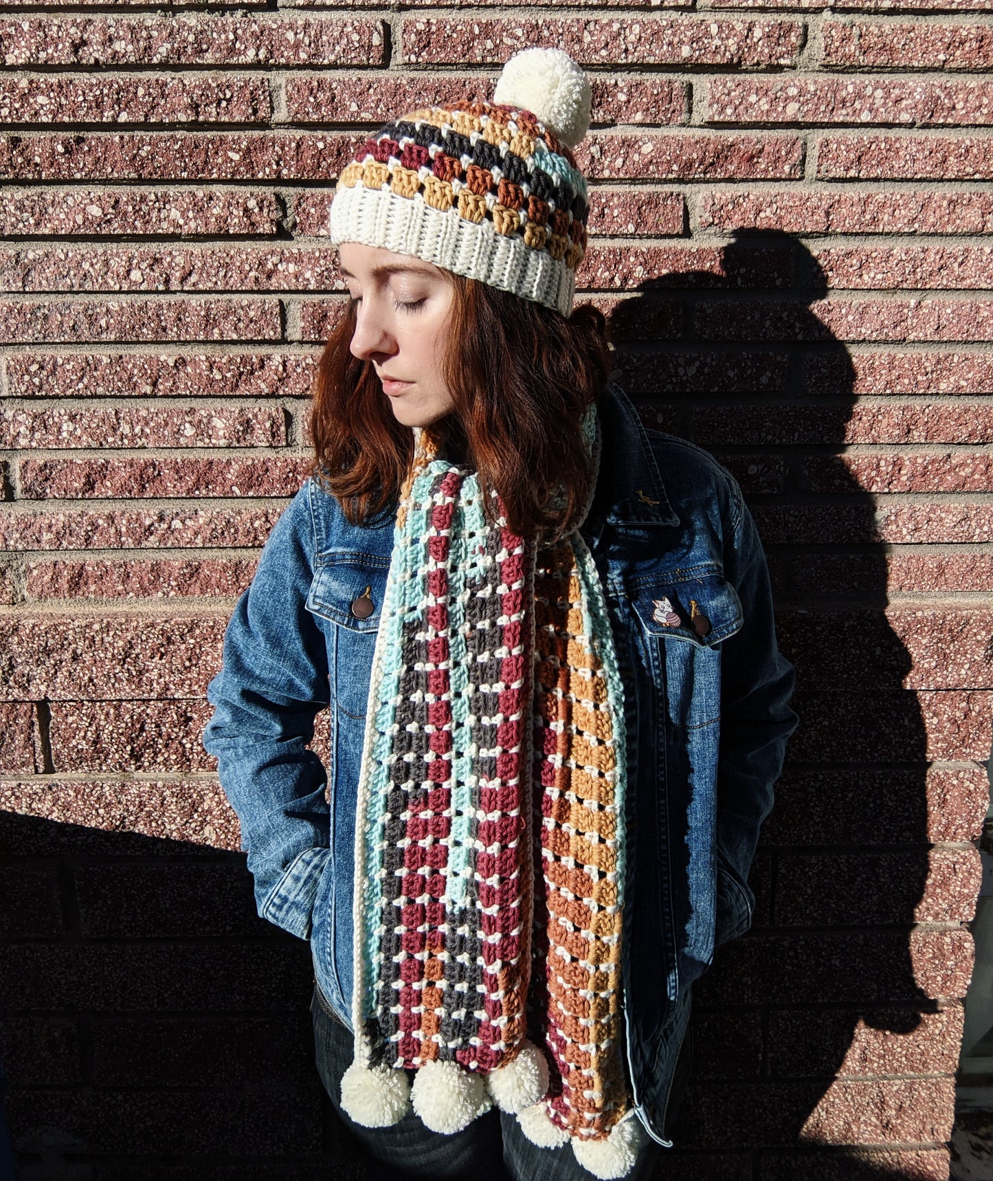 Retro 70s Crochet Hat & Scarf Set - Sample Sale