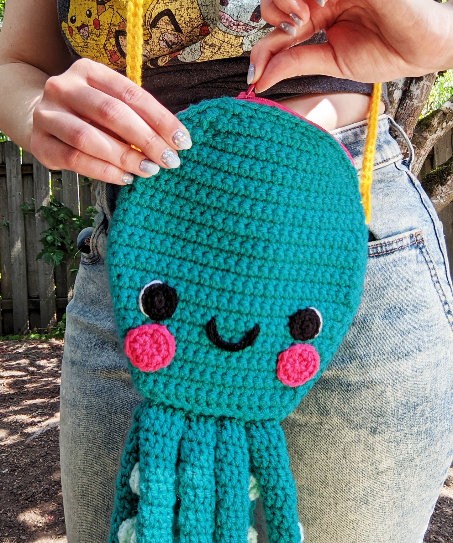 Octopus Crossbody Bag - Hand crocheted purse
