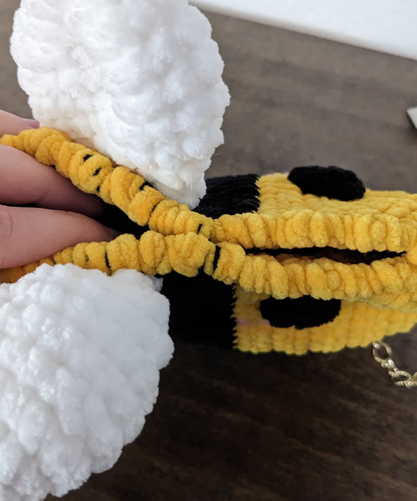 Fuzzy Chonky Bee Crossbody Bag - Hand crocheted purse