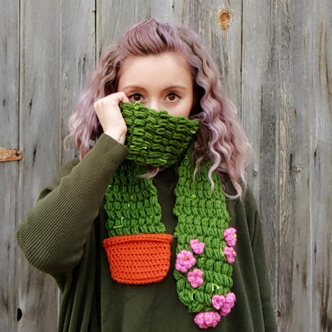 succulent scarf Crochet Pattern: Cactus Scarf