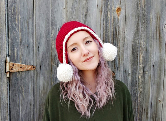 Pointy Pixie Beane with pom poms - Sample Sale