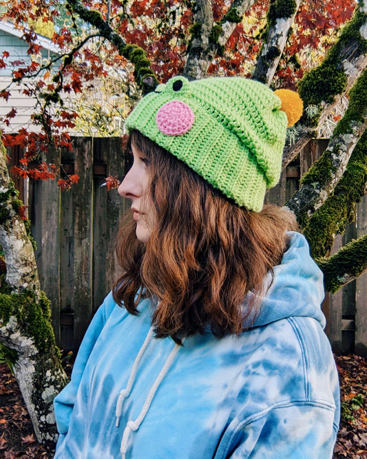 Crochet Pattern: Froggy Fold Over Beanie Hat