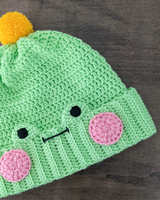 Crochet Pattern: Froggy Fold Over Beanie Hat