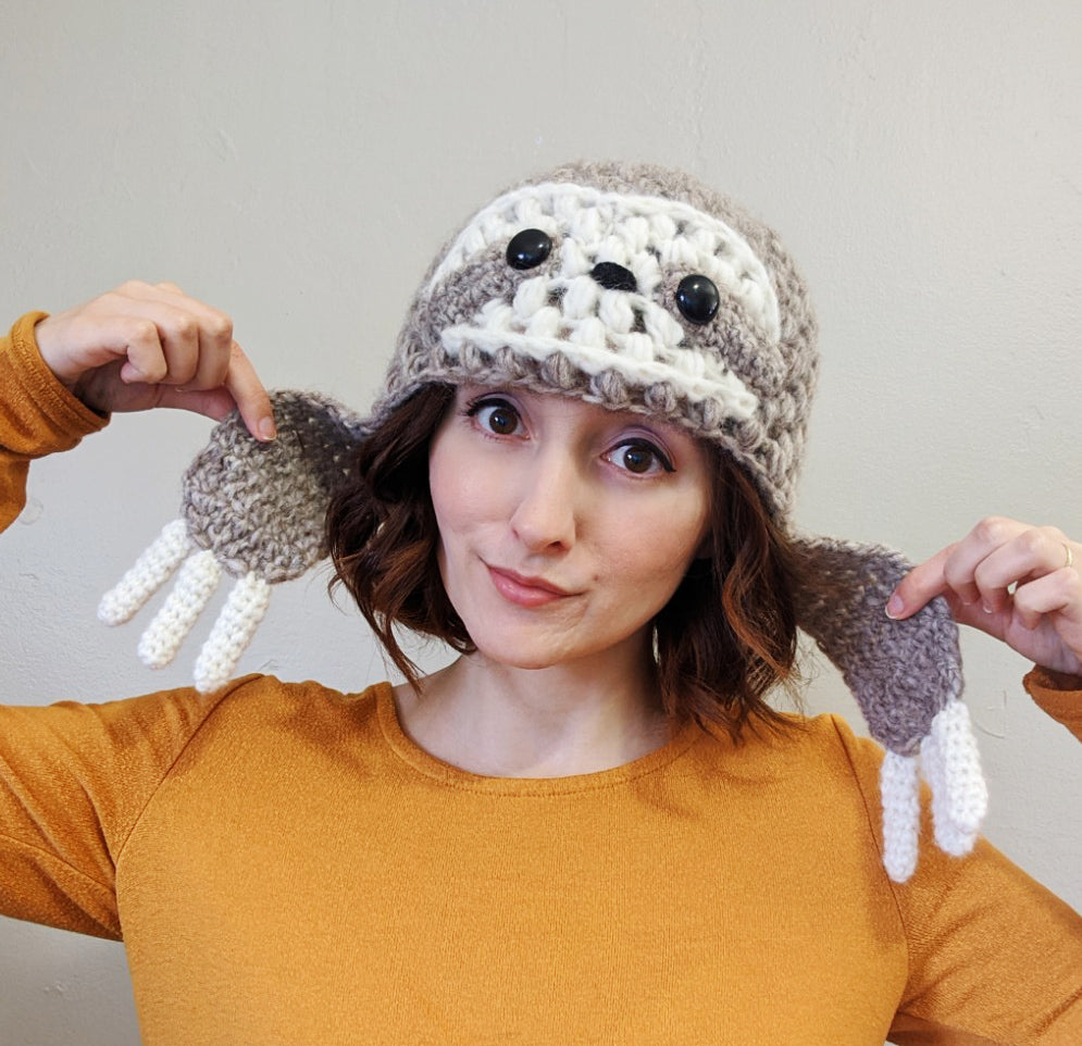 Sloth Beanie with arm ear flaps - Sample Sale