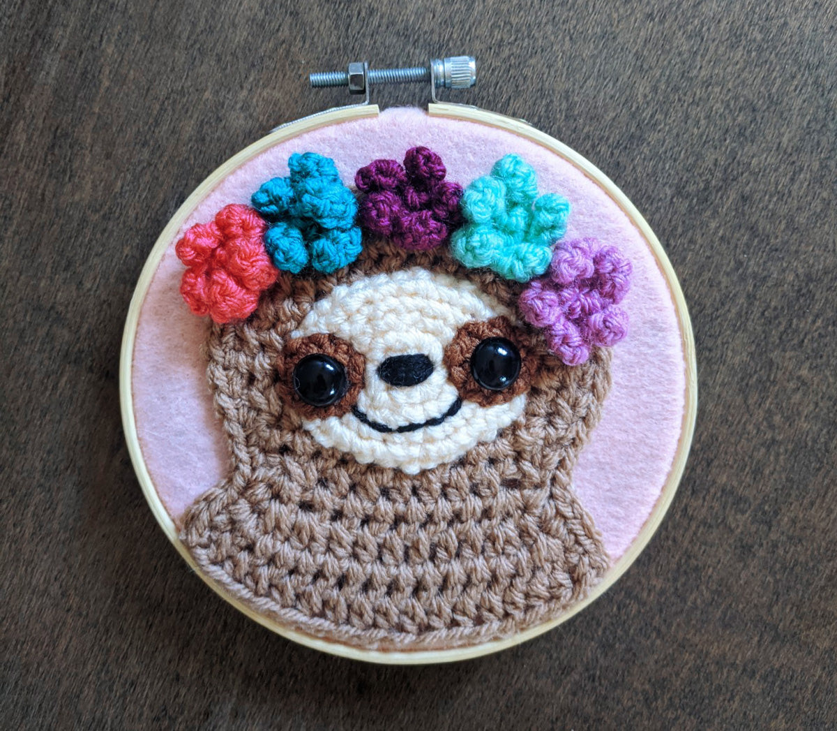 Crochet Pattern: Sloth With Flower Crown Wall Hanging