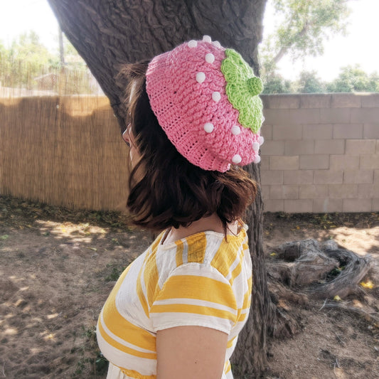 Crochet Pattern: Strawberry Slouchy Hat