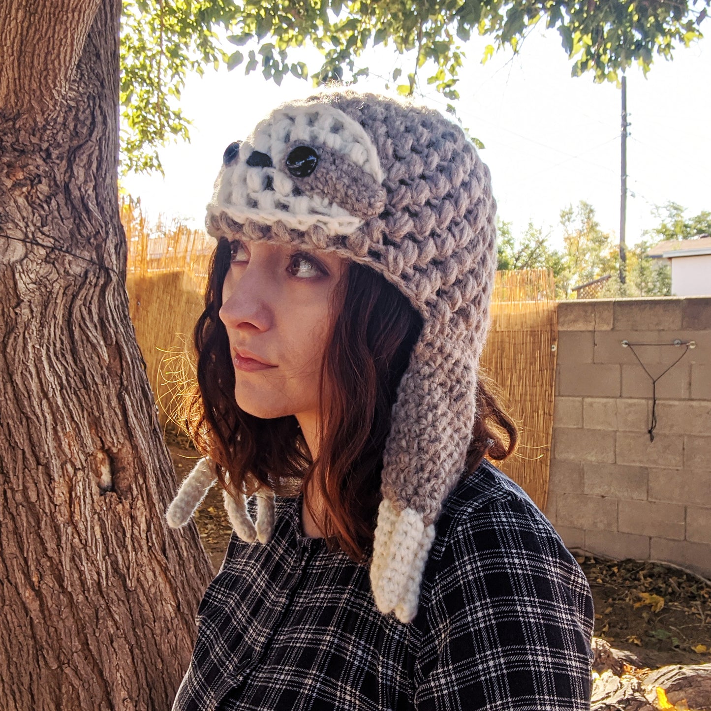 Sloth Beanie with arm ear flaps - Sample Sale