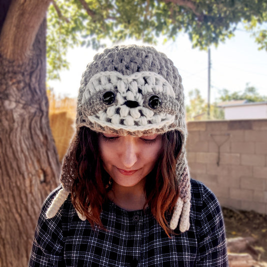 Sloth Beanie with arm ear flaps - Sample Sale