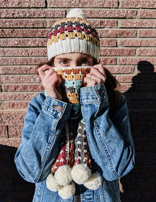 Crochet Pattern: Modern Retro Hat and Scarf Set