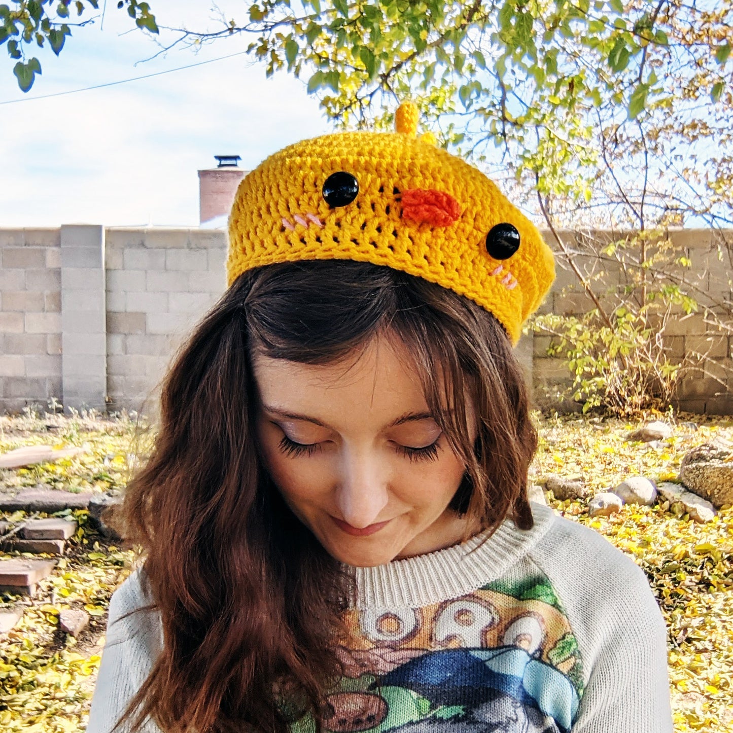 Kawaii Ducky Beret - Hand crocheted and designed hat - Sample Sale