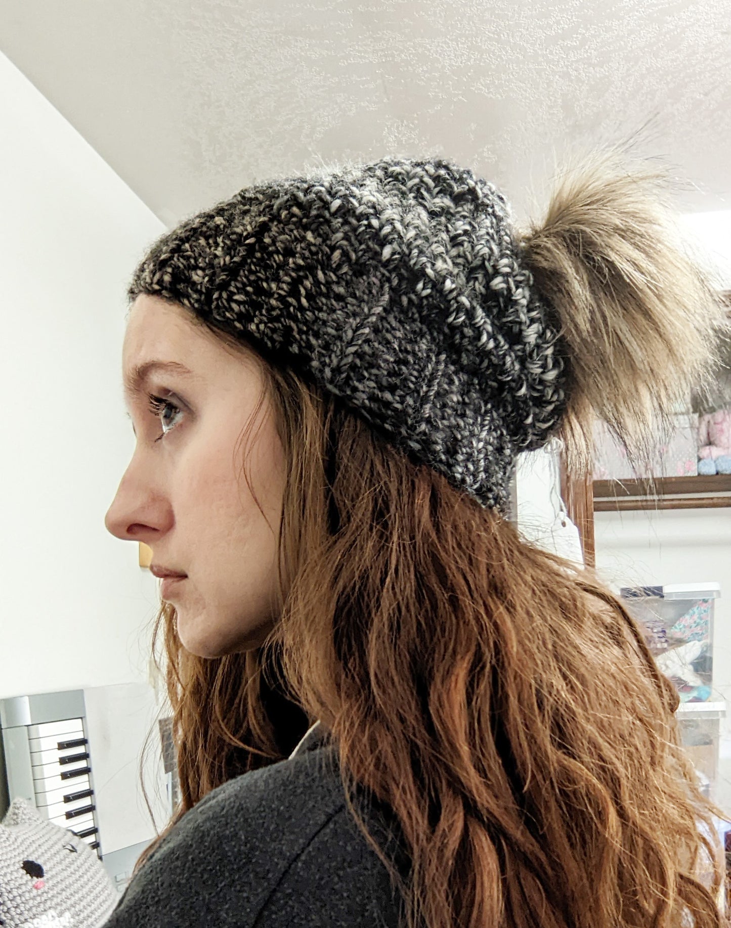 Faux Fur Pom Pom Slouchy Beanie