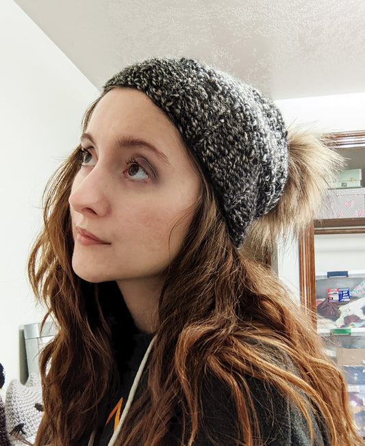 Faux Fur Pom Pom Slouchy Beanie