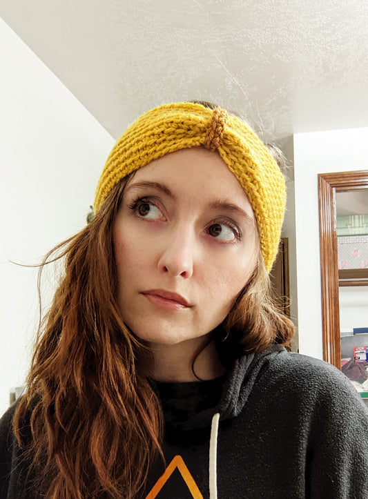 Mustard Turban Style Crochet Headband - Inventory Sale