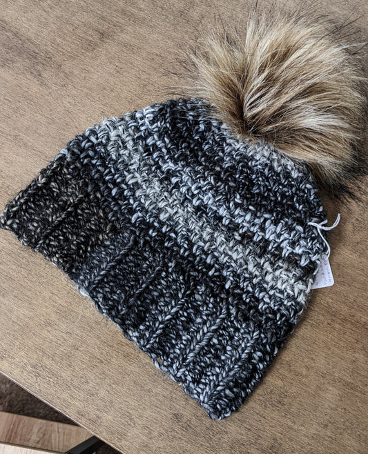 Faux Fur Pom Pom Slouchy Beanie