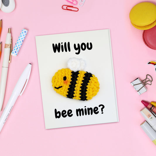 Crochet Pattern: Will You Bee Mine Valentine's Day Card
