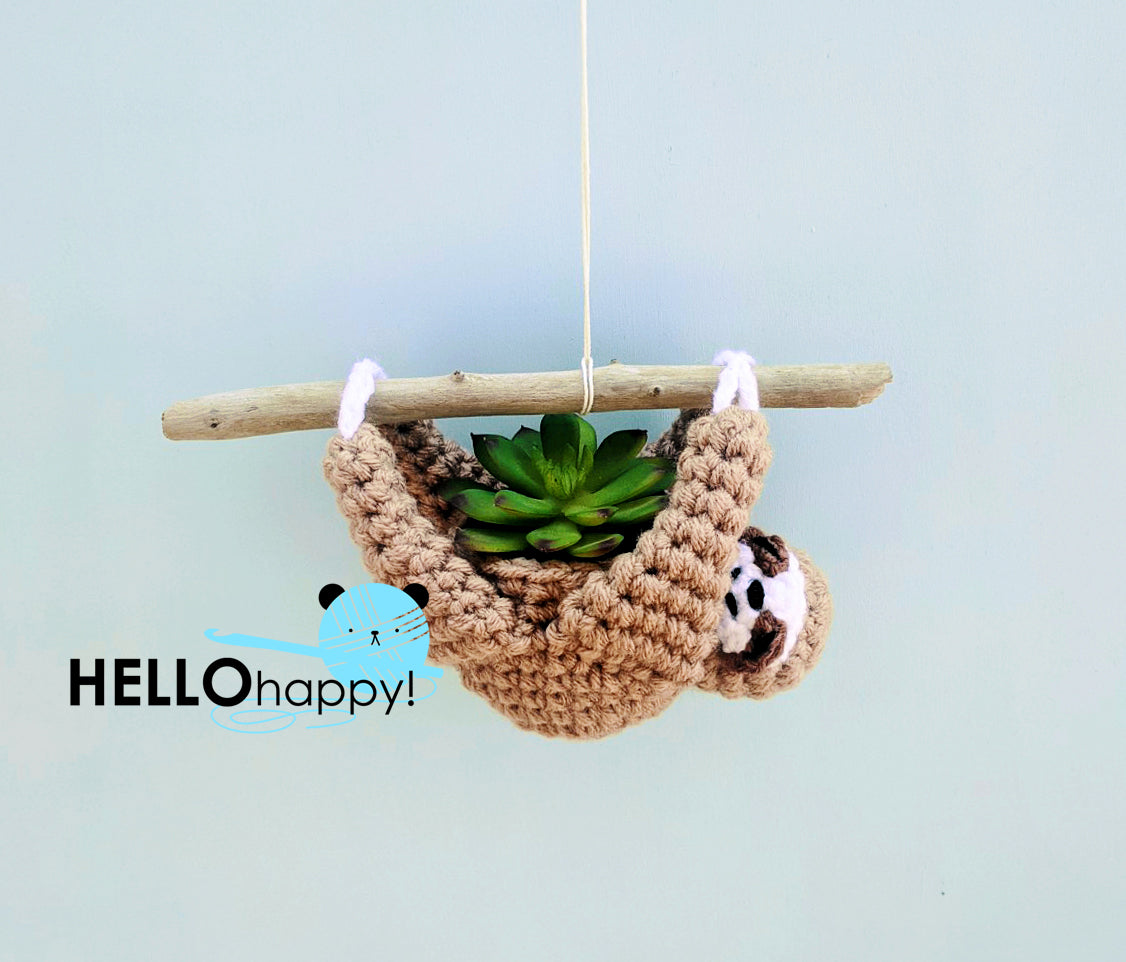 Crochet Pattern: Hanging Sloth Planter