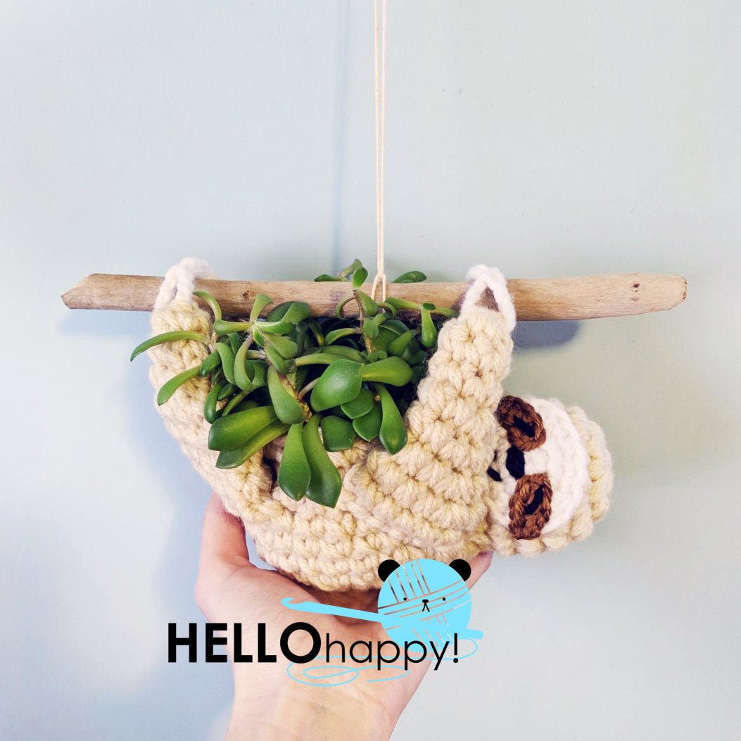 crochet hanging planter Crochet Pattern: Hanging Sloth Planter