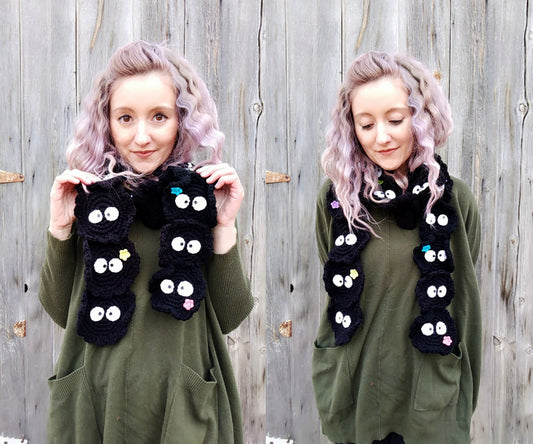New Crochet Patterns: susuwatari scarf and amigurumi kitty