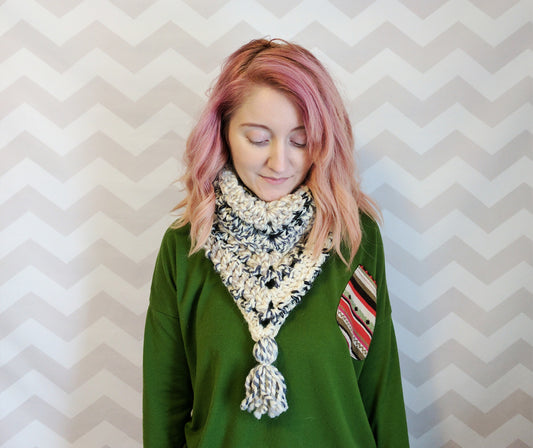 Super bulky crochet triangle scarf (with tassel!)