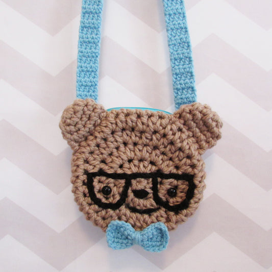 Crochet Pattern: nerdy hipster bear bag