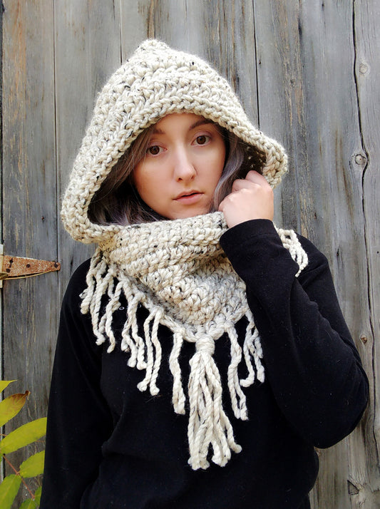 New Crochet Pattern: Hooded Cowl with Fringe