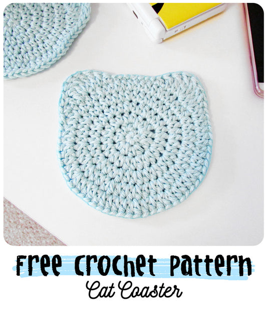 Free Crochet Pattern Video: cute cat coaster (learn to read crochet patterns)