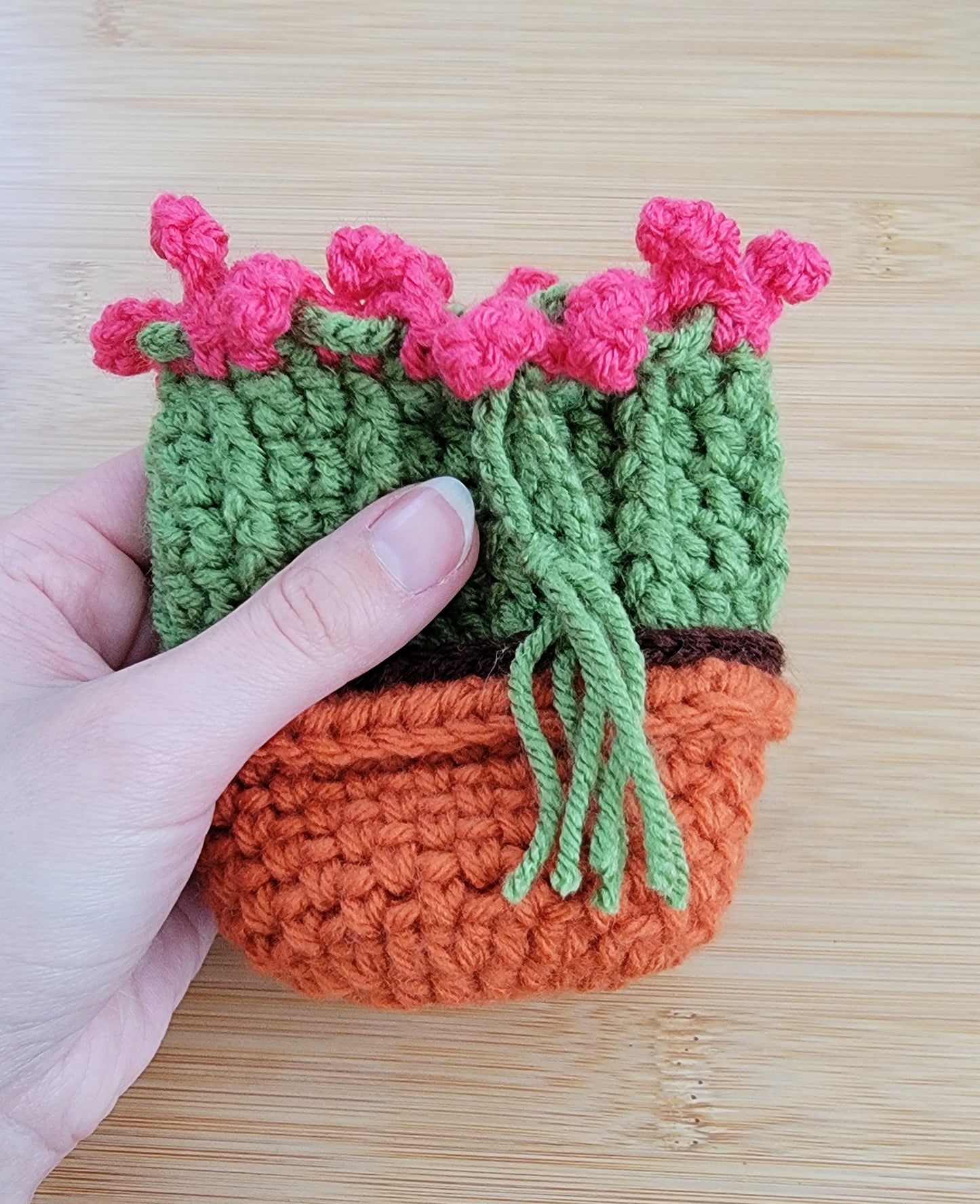 Cactus Dice Bag - Hand crocheted Draw String Pouch