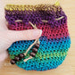 Jewel Toned Rainbow Dice Bag - Hand crocheted Draw String Pouch