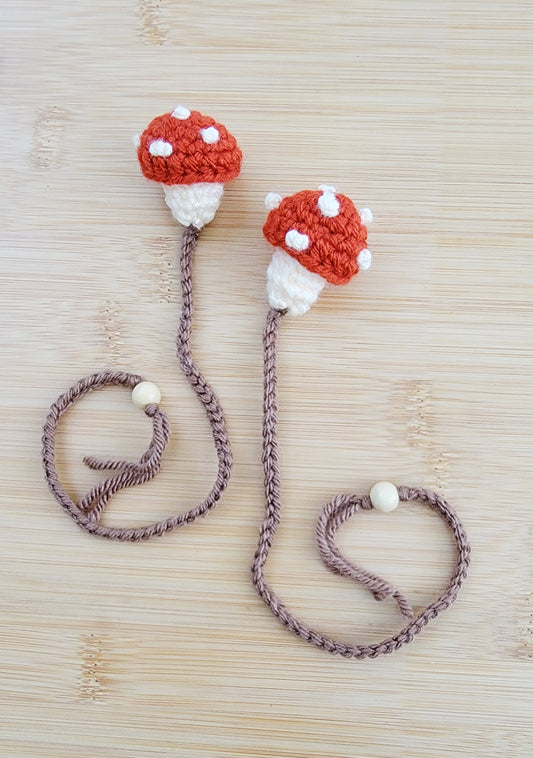 Mushroom Bookmarks - Hand crocheted Botanical Bookmark