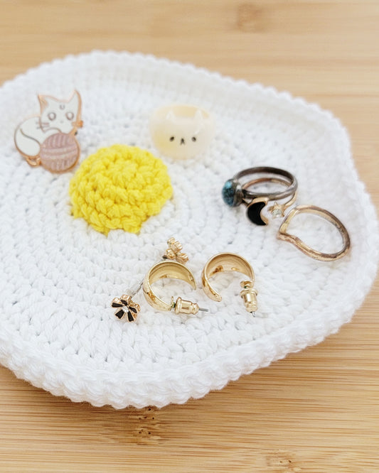 Egg Jewelry Dish - Crochet Trinket Dish - Sample Sale