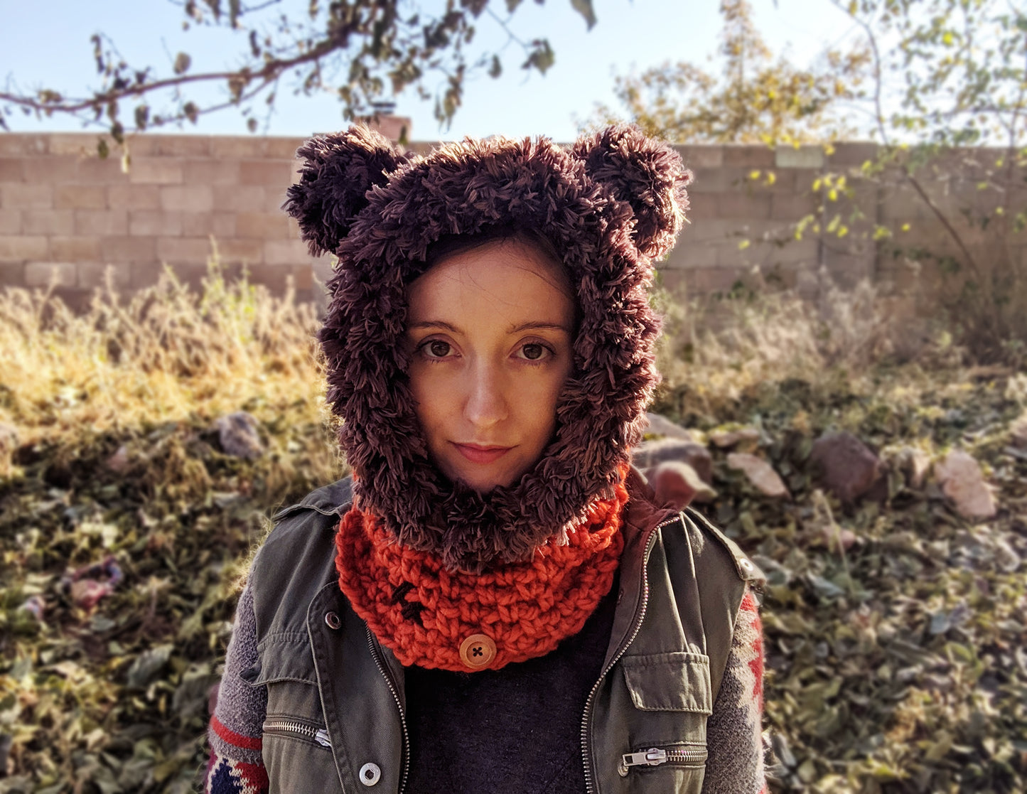 Galaxy Battle Bears Snood - Hand crocheted cowl hood - Sample Sale