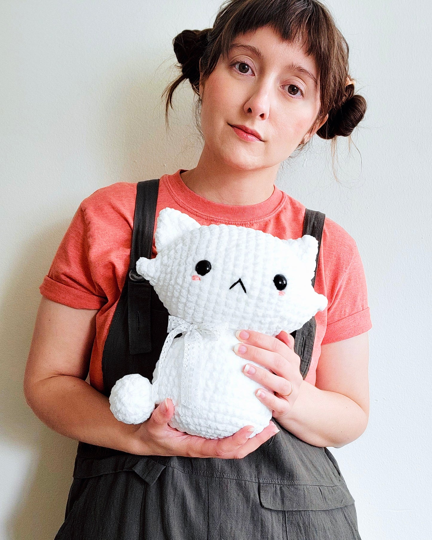 Pretty Kitty Jumbo Plushie - Hand Crocheted Adorable Stuffed Animal Cat - Sample Sale