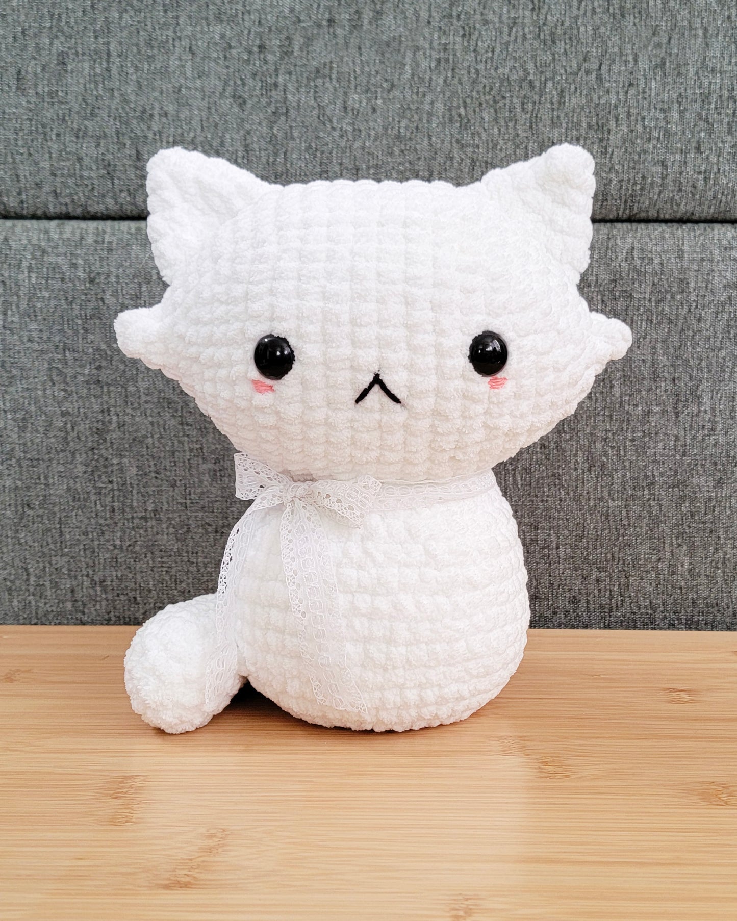 Pretty Kitty Jumbo Plushie - Hand Crocheted Adorable Stuffed Animal Cat - Sample Sale