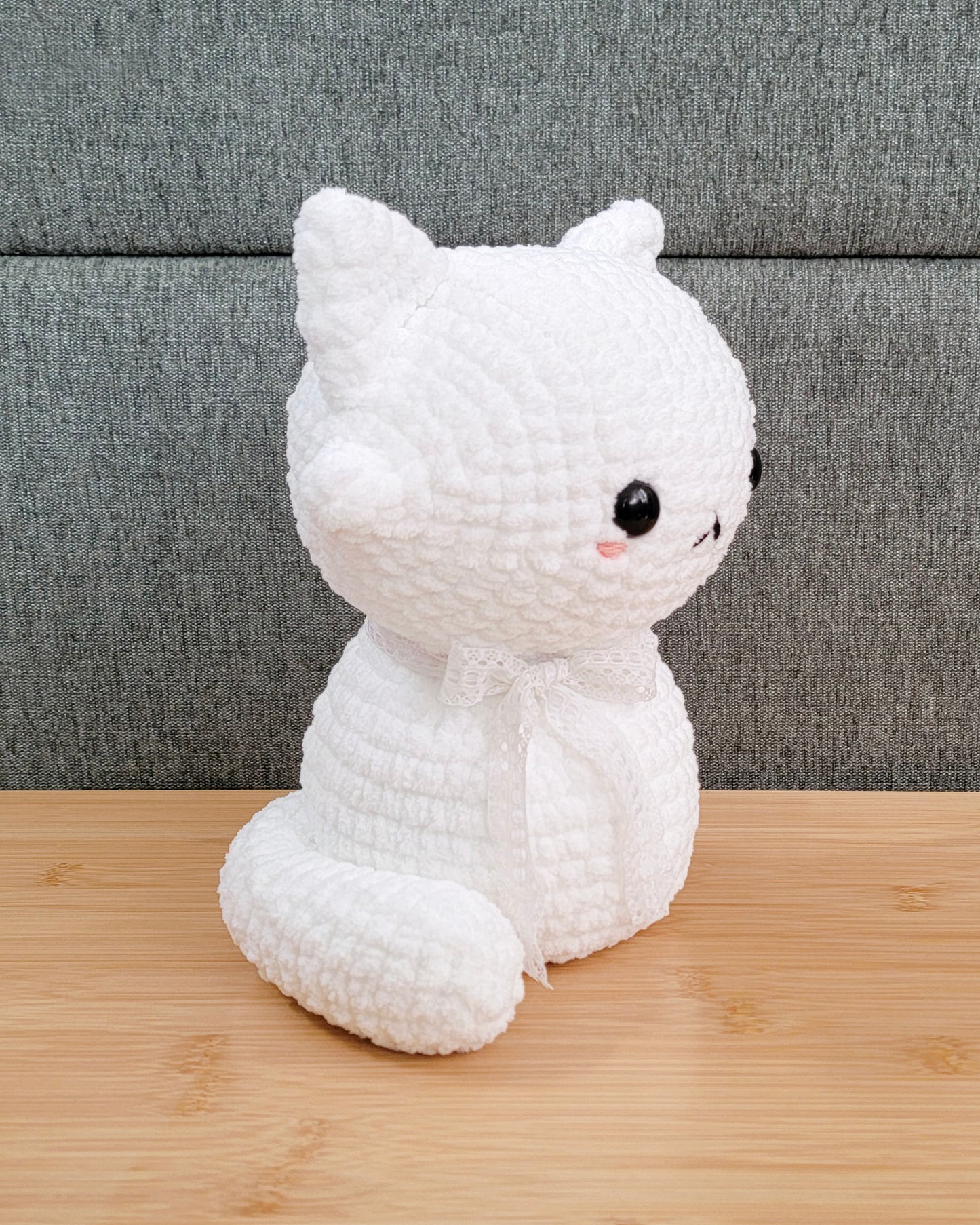 Pretty Kitty Jumbo Plushie - Hand Crocheted Adorable Stuffed Animal Cat - Sample Sale