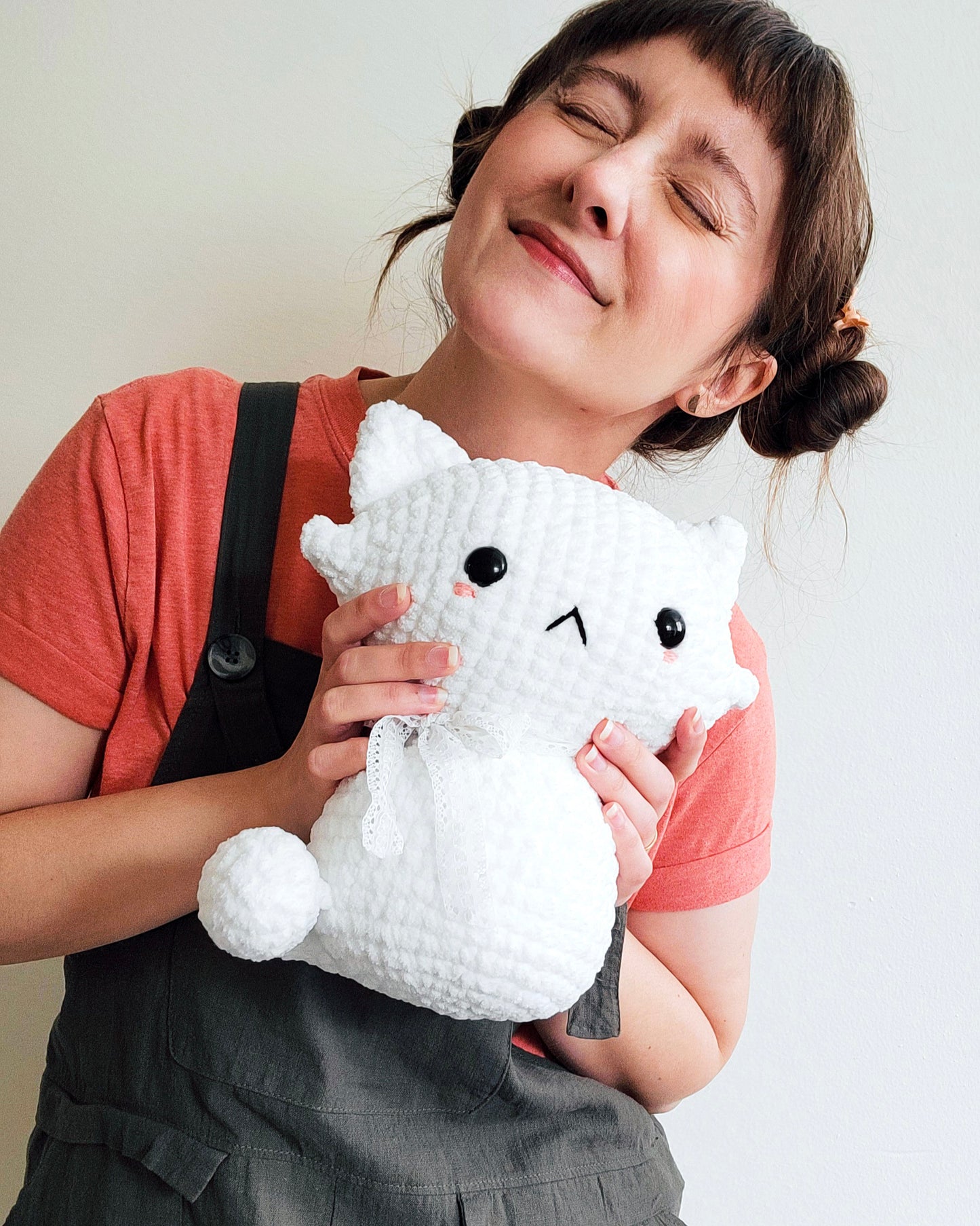 Pretty Kitty Jumbo Plushie - Hand Crocheted Adorable Stuffed Animal Cat - Sample Sale