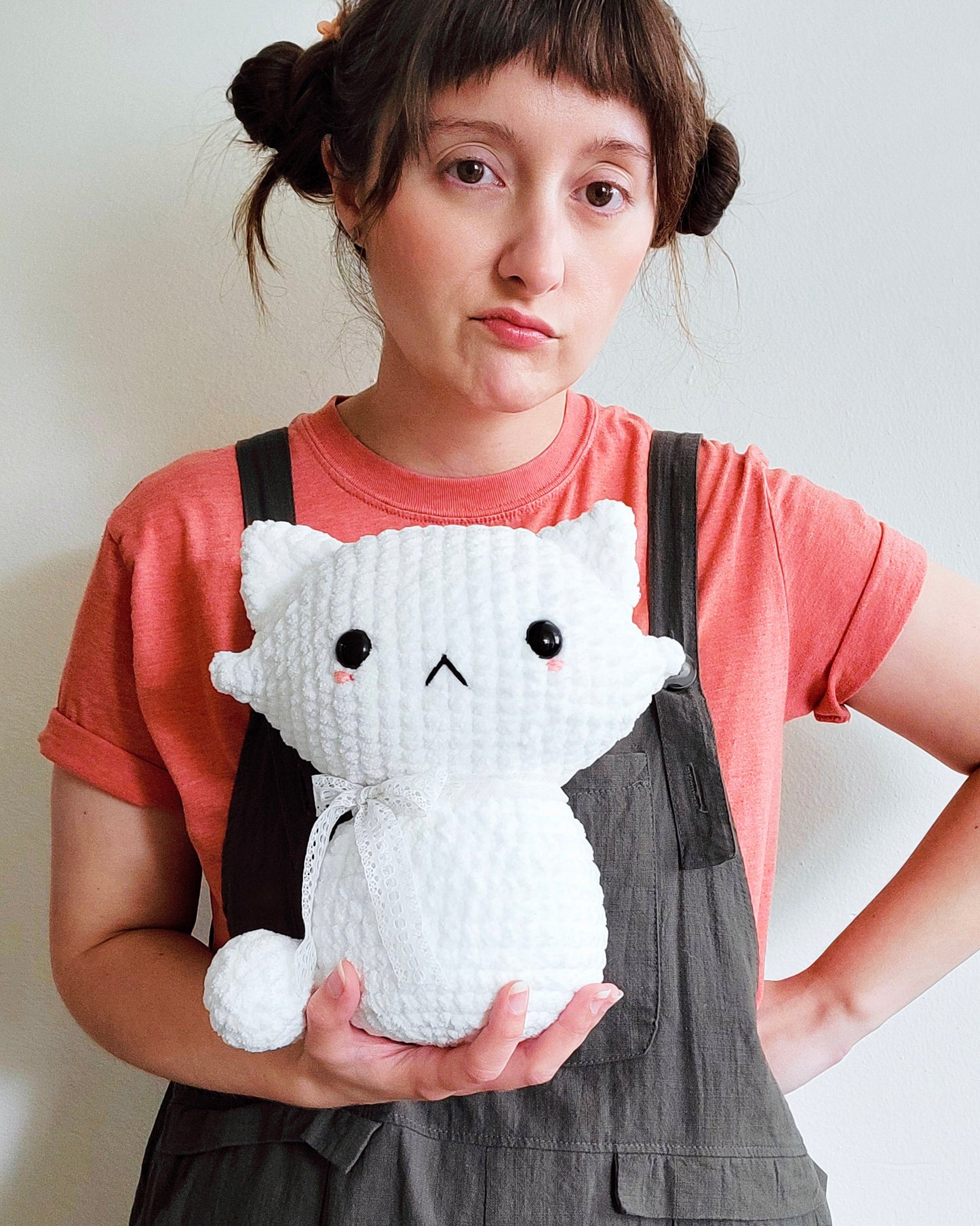 Pretty Kitty Jumbo Plushie - Hand Crocheted Adorable Stuffed Animal Cat - Sample Sale