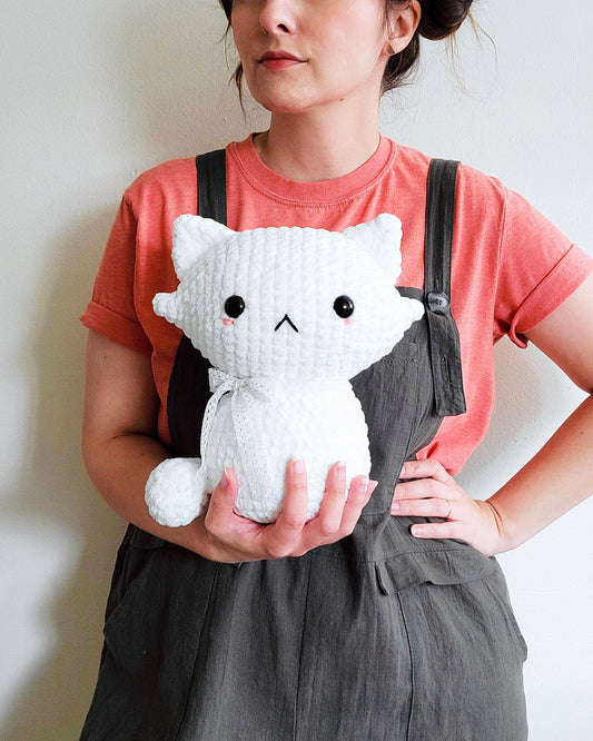 Pretty Kitty Jumbo Plushie - Hand Crocheted Adorable Stuffed Animal Cat - Sample Sale