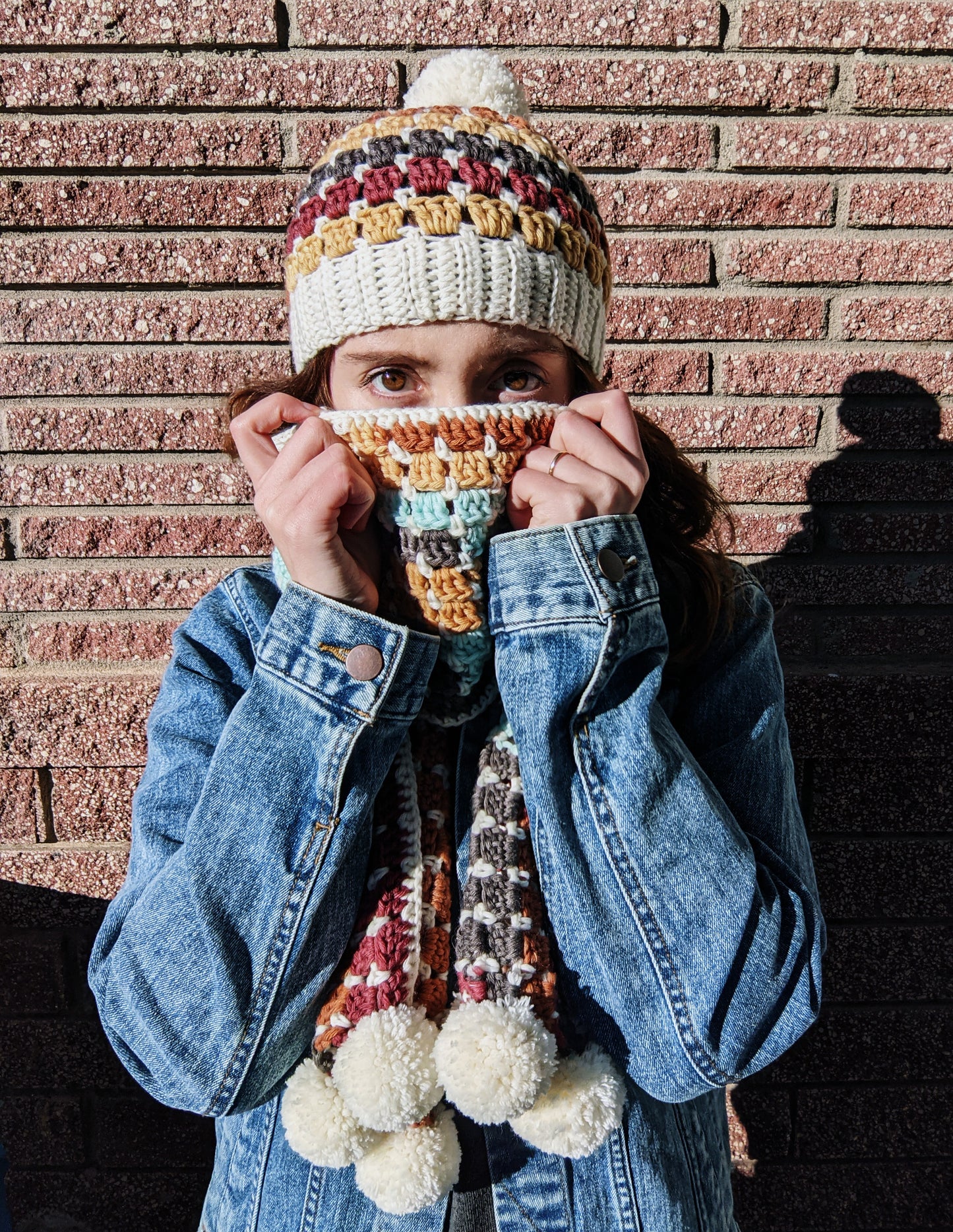 Retro 70s Crochet Hat & Scarf Set - Sample Sale
