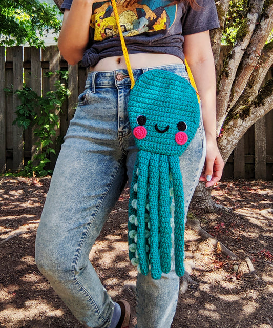 Octopus Crossbody Bag - Hand crocheted purse