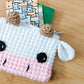 Mini Cow Zip Pouch - Hand crocheted credit card wallet - Sample Sale